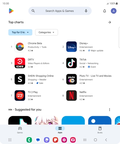 Press the search field.