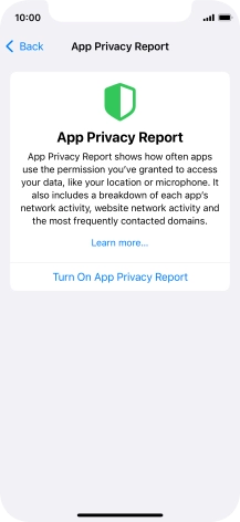 Press Turn On App Privacy Report to turn on the function.