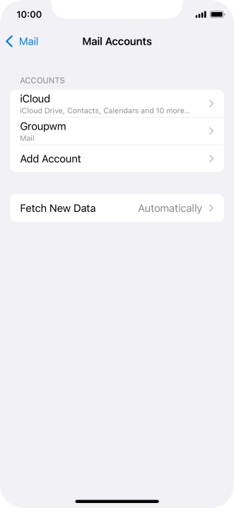 Press the name of the email account you've just set up.