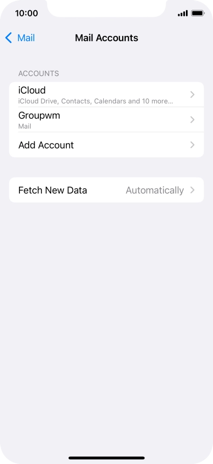 Press the name of the email account you've just set up.