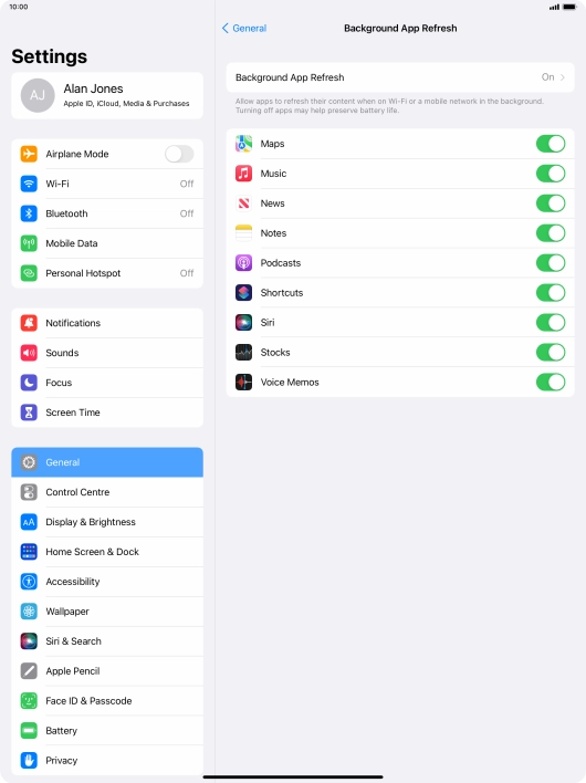 Press Background App Refresh.