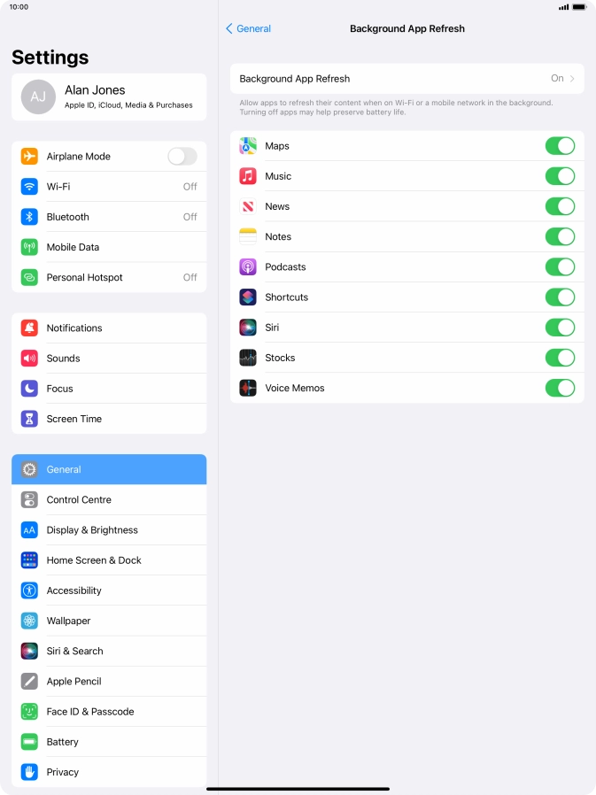 Press Background App Refresh.