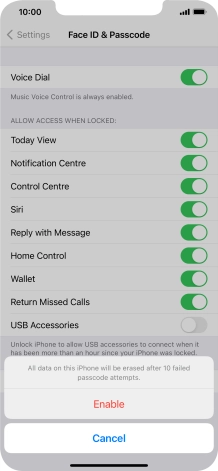If you turn on the function, press Enable.