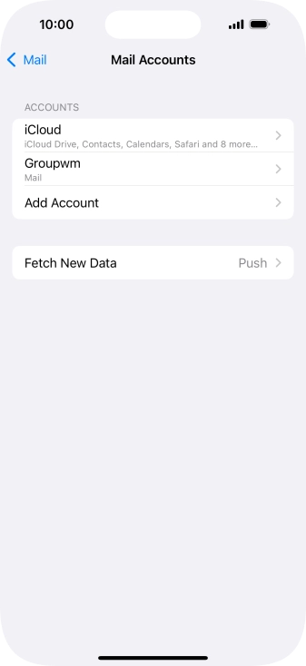 Press the name of the email account you've just set up.