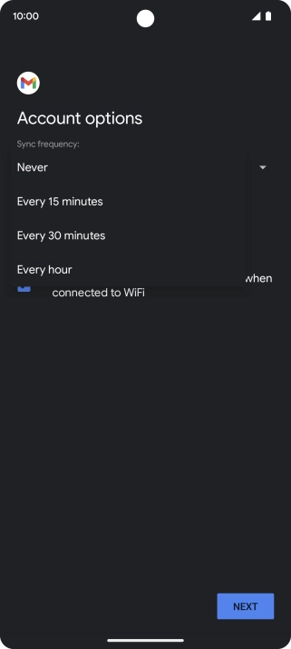 Press the required setting.