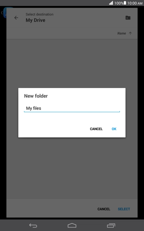 Key in a name for the folder and press OK.