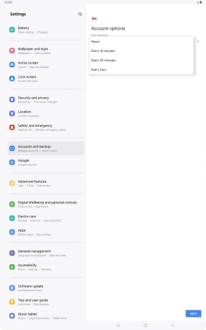 Press the required setting.