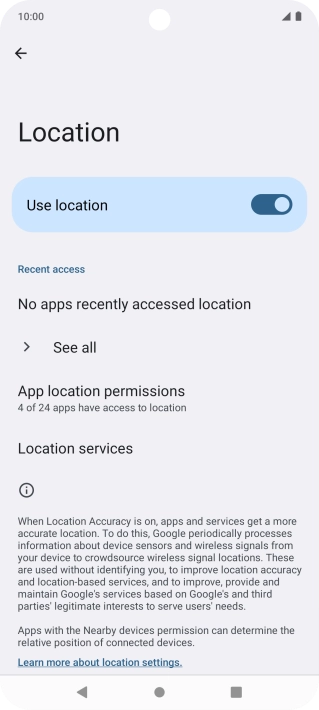 Press App location permissions.