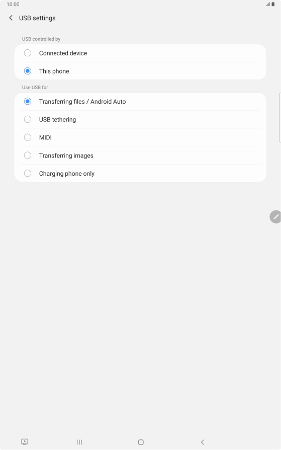 Press Transferring files / Android Auto.