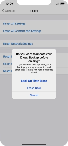 Press the required setting.