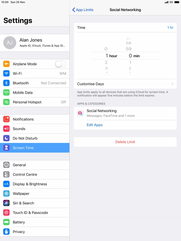 Press Customise Days.