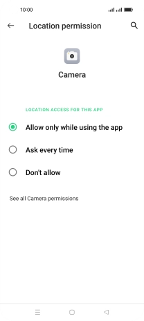 Press the required setting.