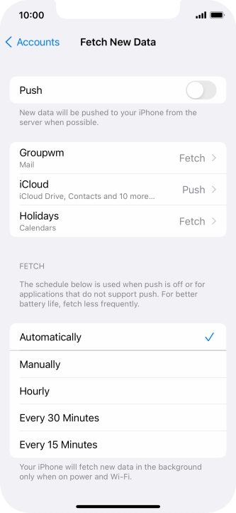 If you turn off the function, press the required setting.