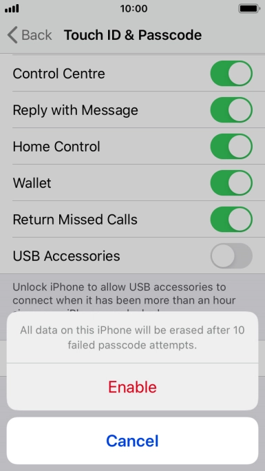 If you turn on the function, press Enable.