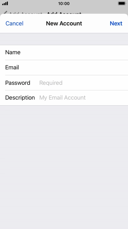 Press Password and key in the password for your email account.