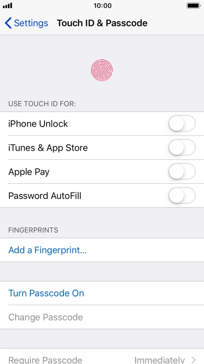 Press Turn Passcode On and key in a phone lock code of your own choice twice.