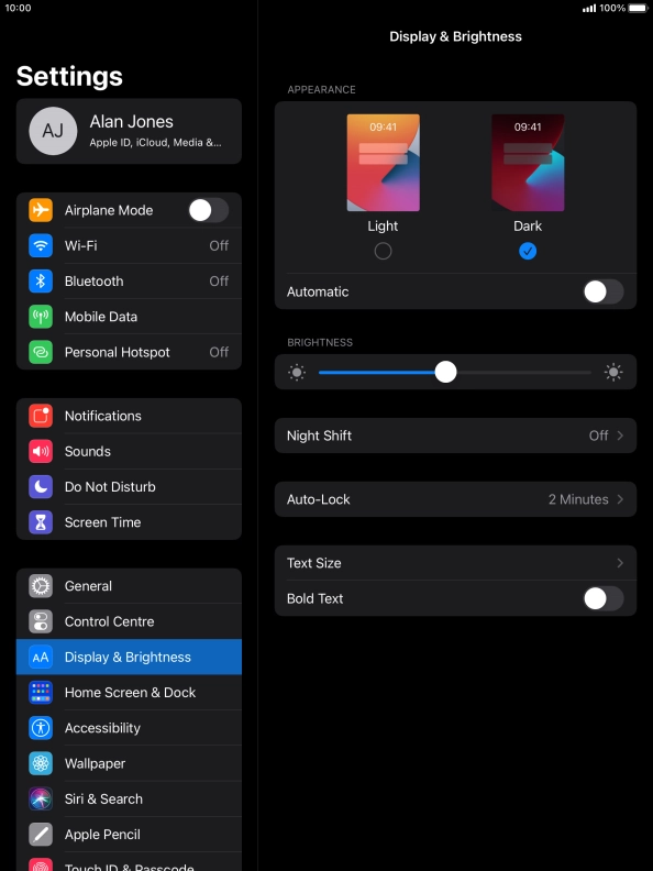 Press the indicator next to 