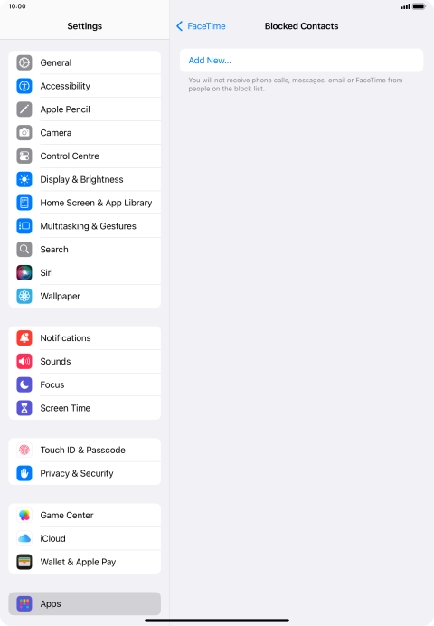 Press Add New... and follow the instructions on the screen to block a contact.