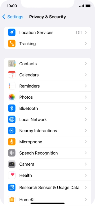 Press Location Services.