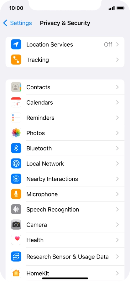 Press Location Services.