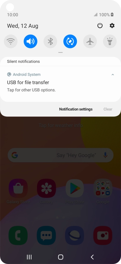 Press Tap for other USB options..