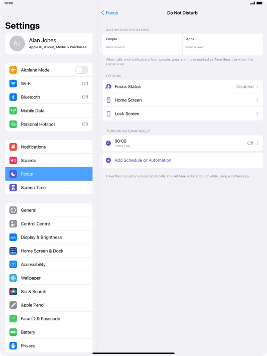 Press People and follow the instructions on the screen to select which contacts you would like to receive calls and notifications from when Do Not Disturb is turned on.