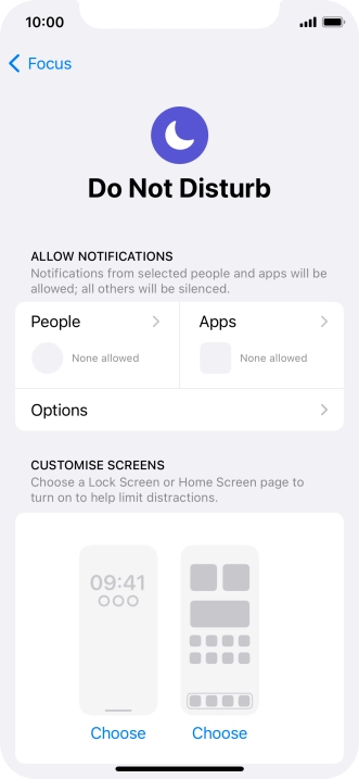 Press People and follow the instructions on the screen to select which contacts you would like to receive calls and notifications from when Do Not Disturb is turned on.