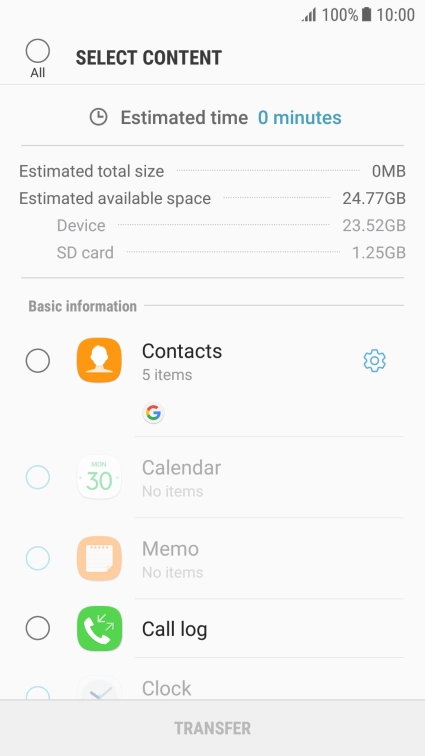 Press the required data types.