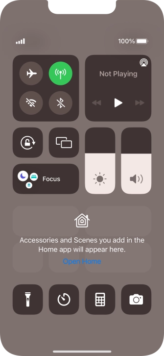 Press the flight mode icon to turn the function on or off.
