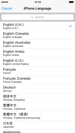 Press the required language.