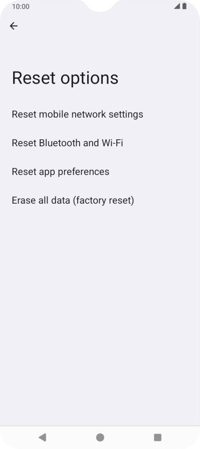 Press Erase all data (factory reset).