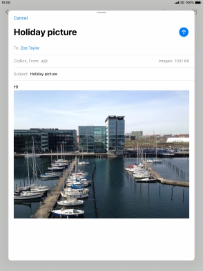 Press the send icon when you've finished your email message.