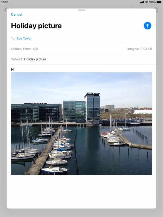 Press the send icon when you've finished your email message.