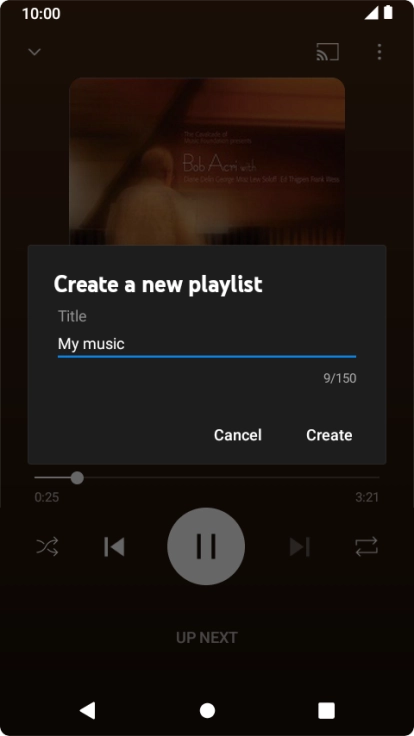 Key in a name for the playlist and press Create.