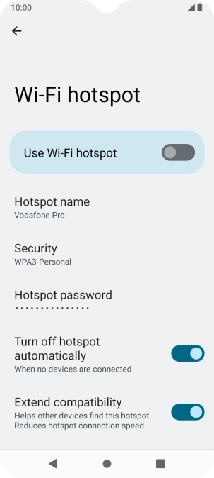 Press Hotspot password and key in the required password.
