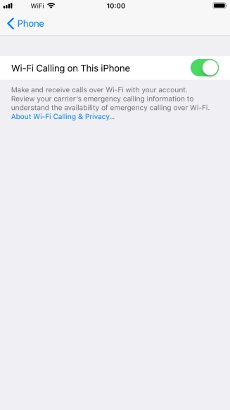 When Wi-Fi calling is active, the text 
