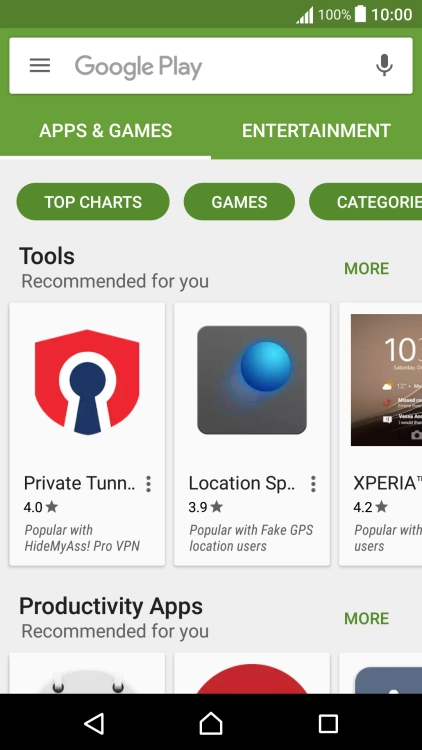 Press the search field.