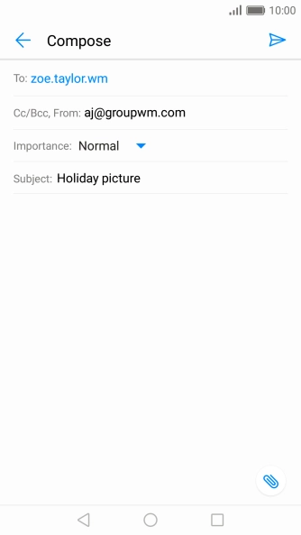 Press the text input field and write the text for your email message.
