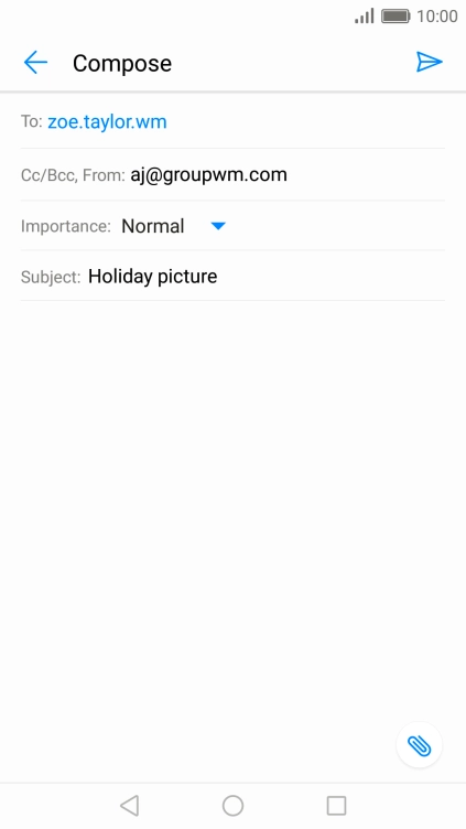 Press the text input field and write the text for your email message.