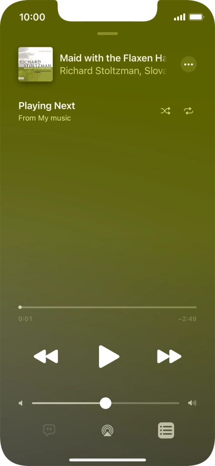 Press the shuffle icon to turn the function on or off.