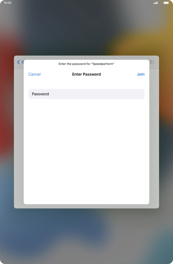 Key in the password for the Wi-Fi network and press Join.