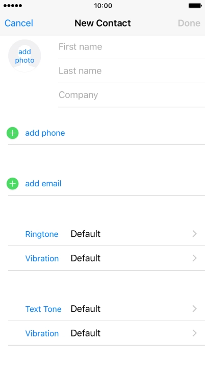 Press First name and key in the first name.