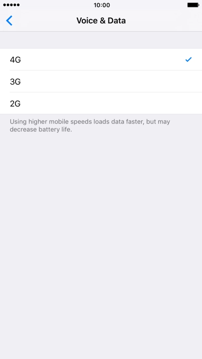 Press the required network mode.