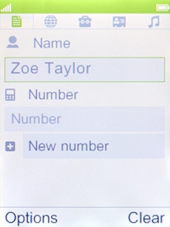 Key in the required name and press the Navigation key.