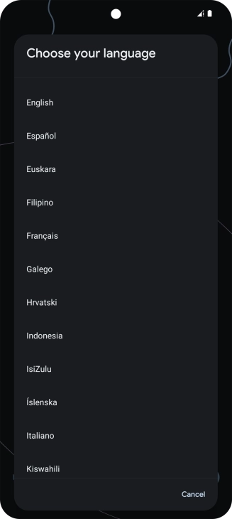 Press the required language.