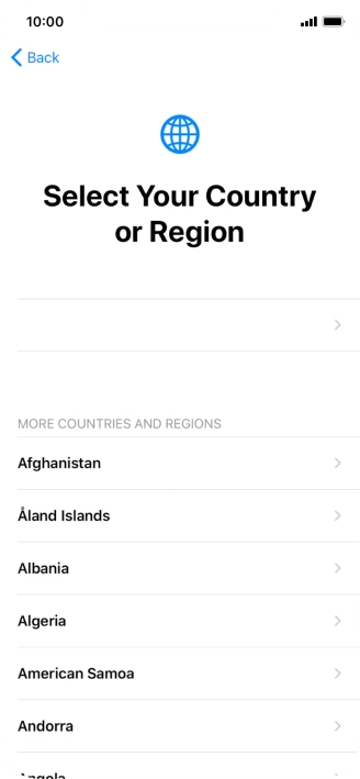 Press the required country or area.