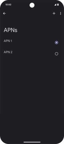 Press the field next to the data connection to activate it.
