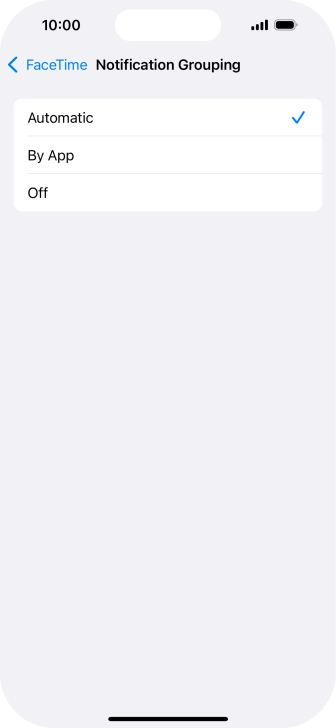 Press the required setting.