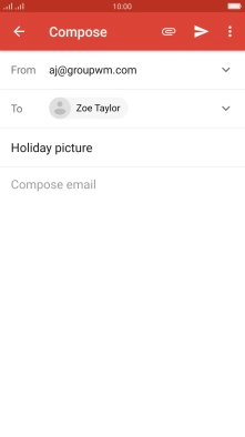 Press the text input field and write the text for your email message.