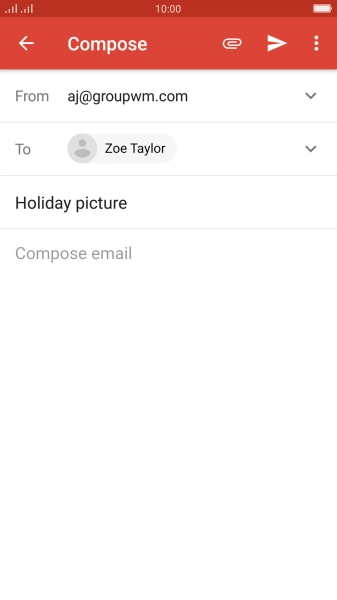 Press the text input field and write the text for your email message.